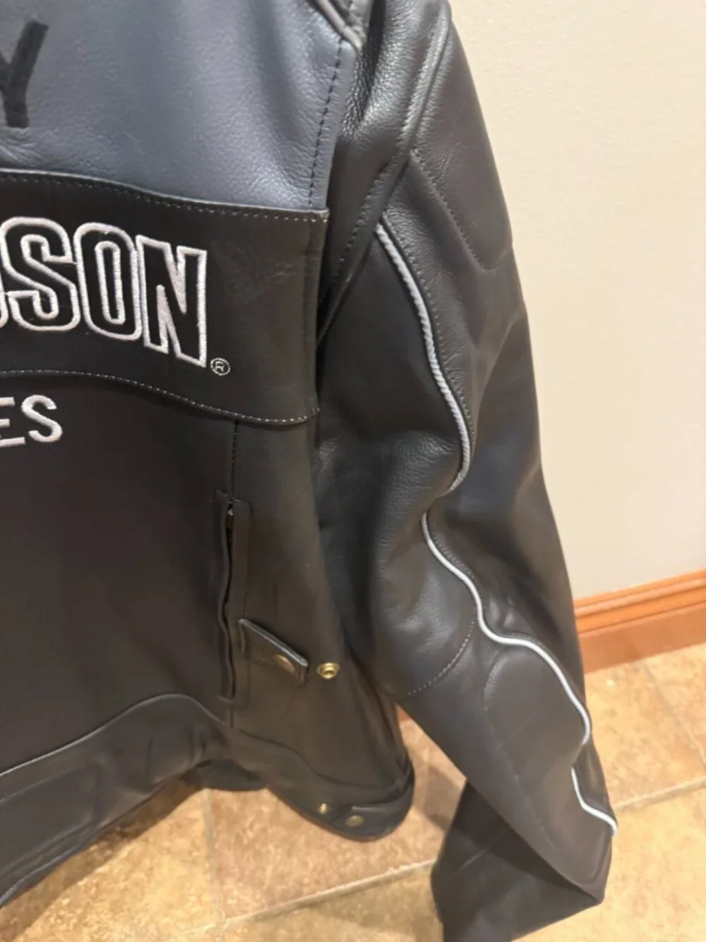 Harley Davidson Men's Votary black and Gray 100% Real Leather Motorcycle Jacket